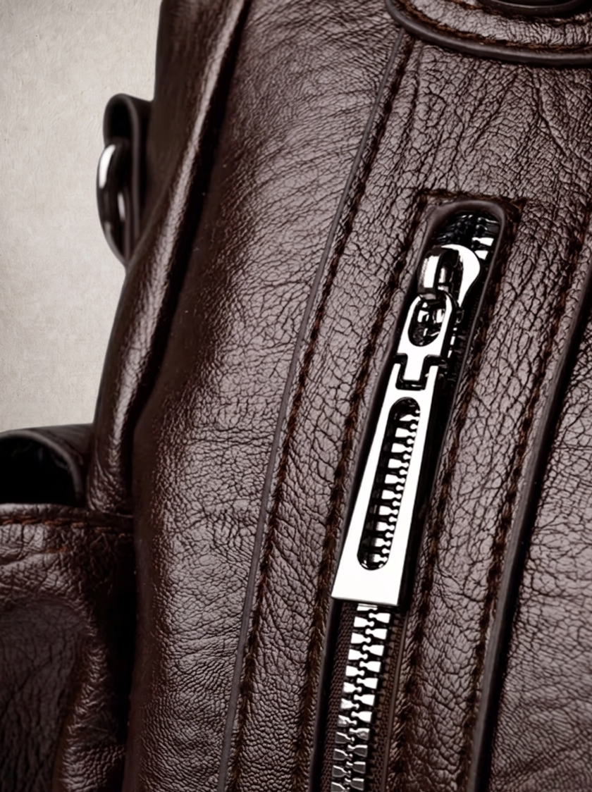 Close-up of the zipper detail on the L'Elyn coffee bag