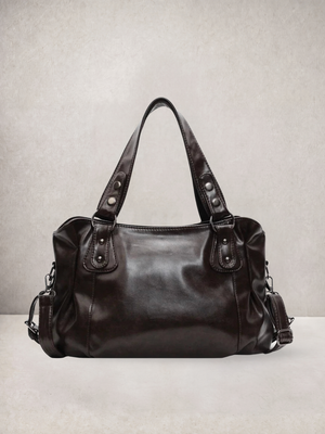 Le Sienne tote bag in coffee vegan leather, front view